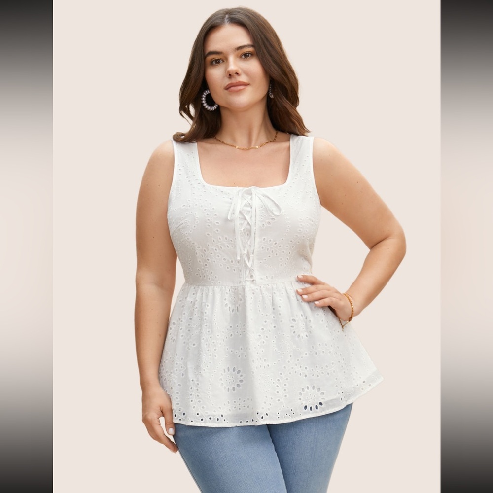 Square neck peplum top